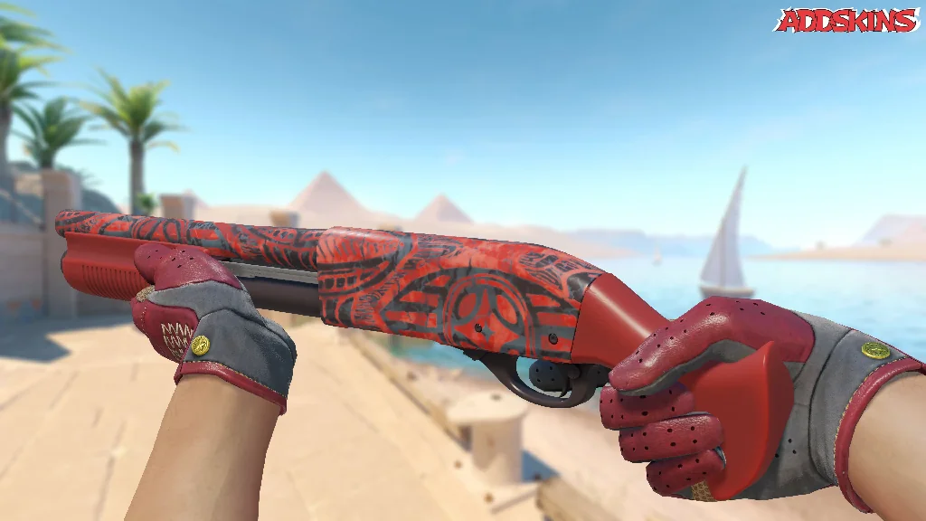 Sawed-Off | Crimson Batik inspecting