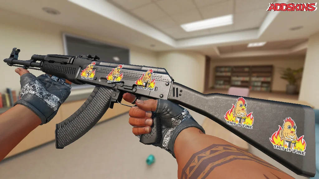 Sticker | This Is Fine (Chicken) inspecting