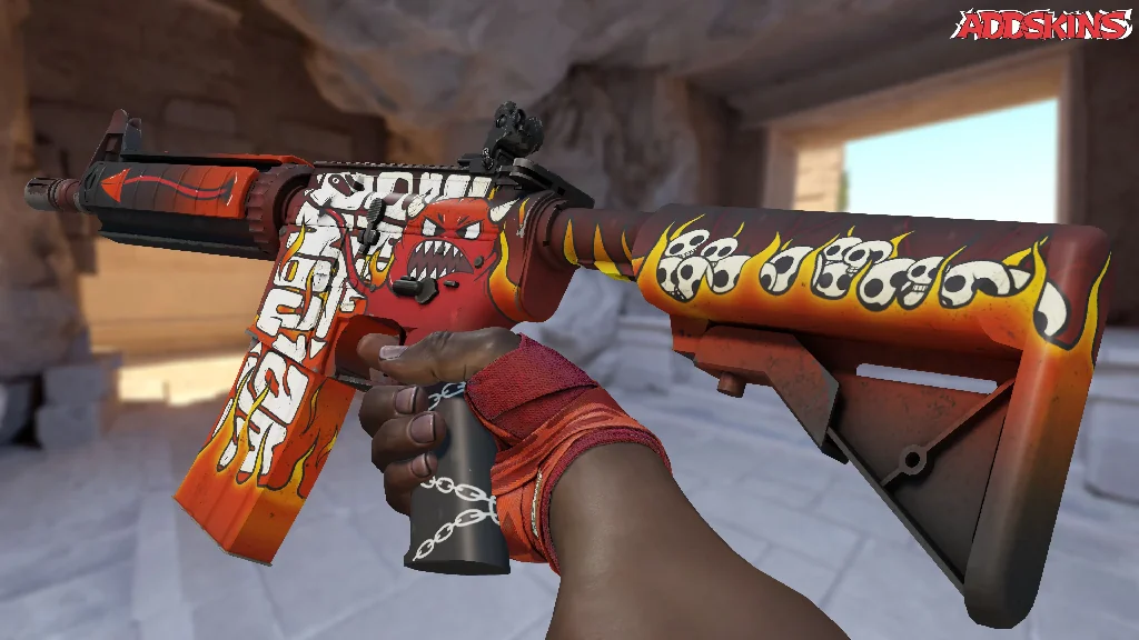 M4A4 | Hellfire inspecting