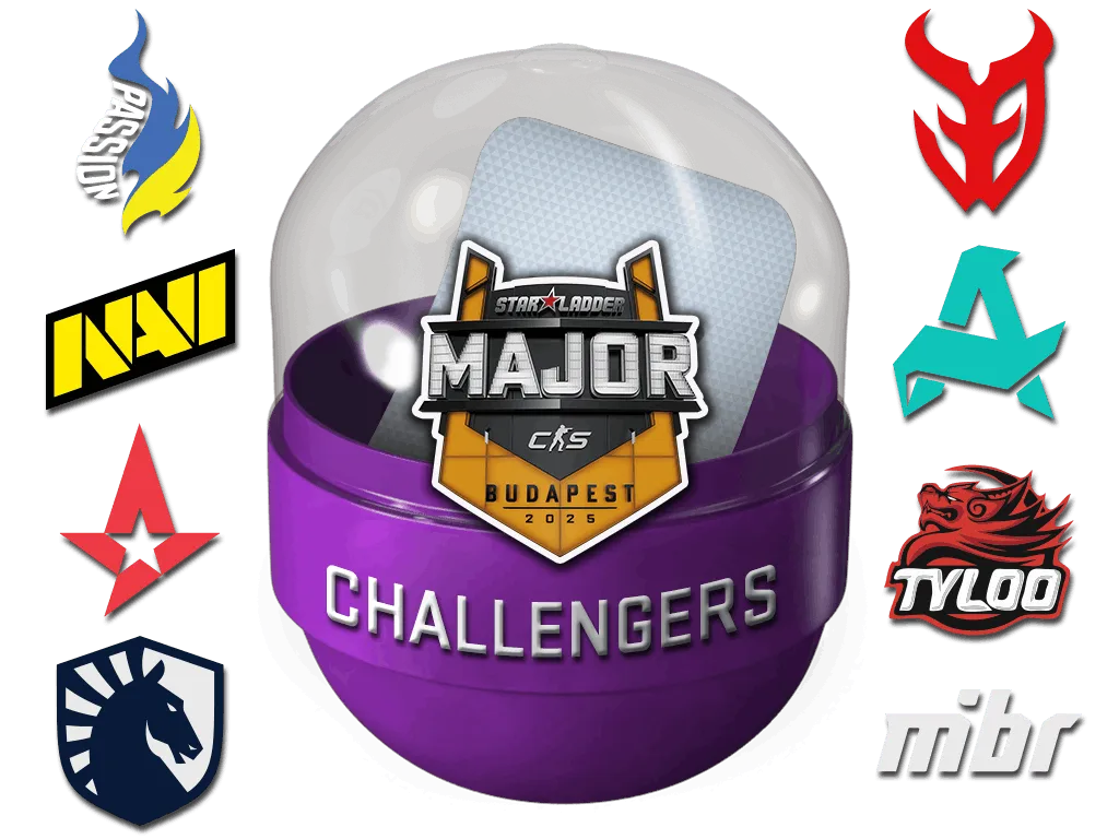 Капсула с наклейками претендентов StarLadder Budapest Major 2025