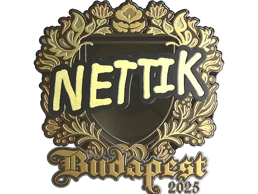 Наклейка | nettik (золотая) | Будапешт-2025