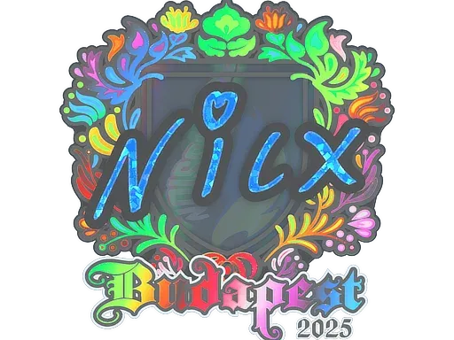 Наклейка | nicx (голографическая) | Будапешт-2025