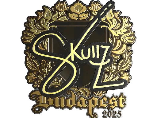 Наклейка | skullz (золотая) | Будапешт-2025
