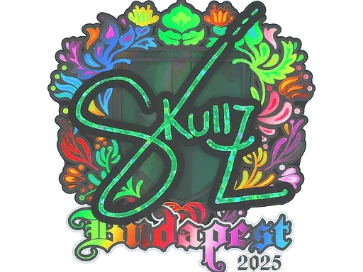 Наклейка | skullz (голографическая) | Будапешт-2025