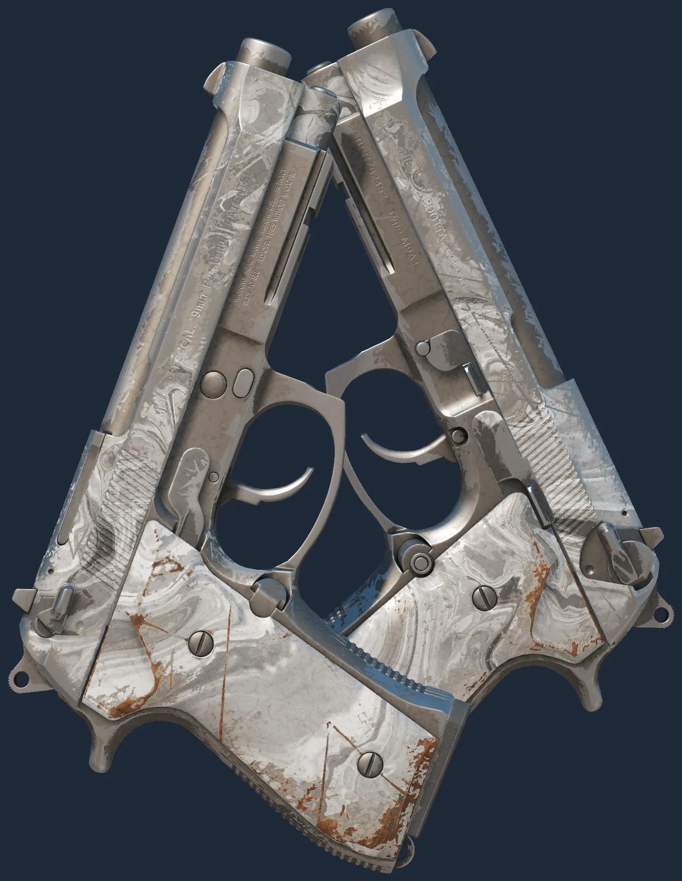 Dual Berettas | Silver Pour (Well-Worn)
