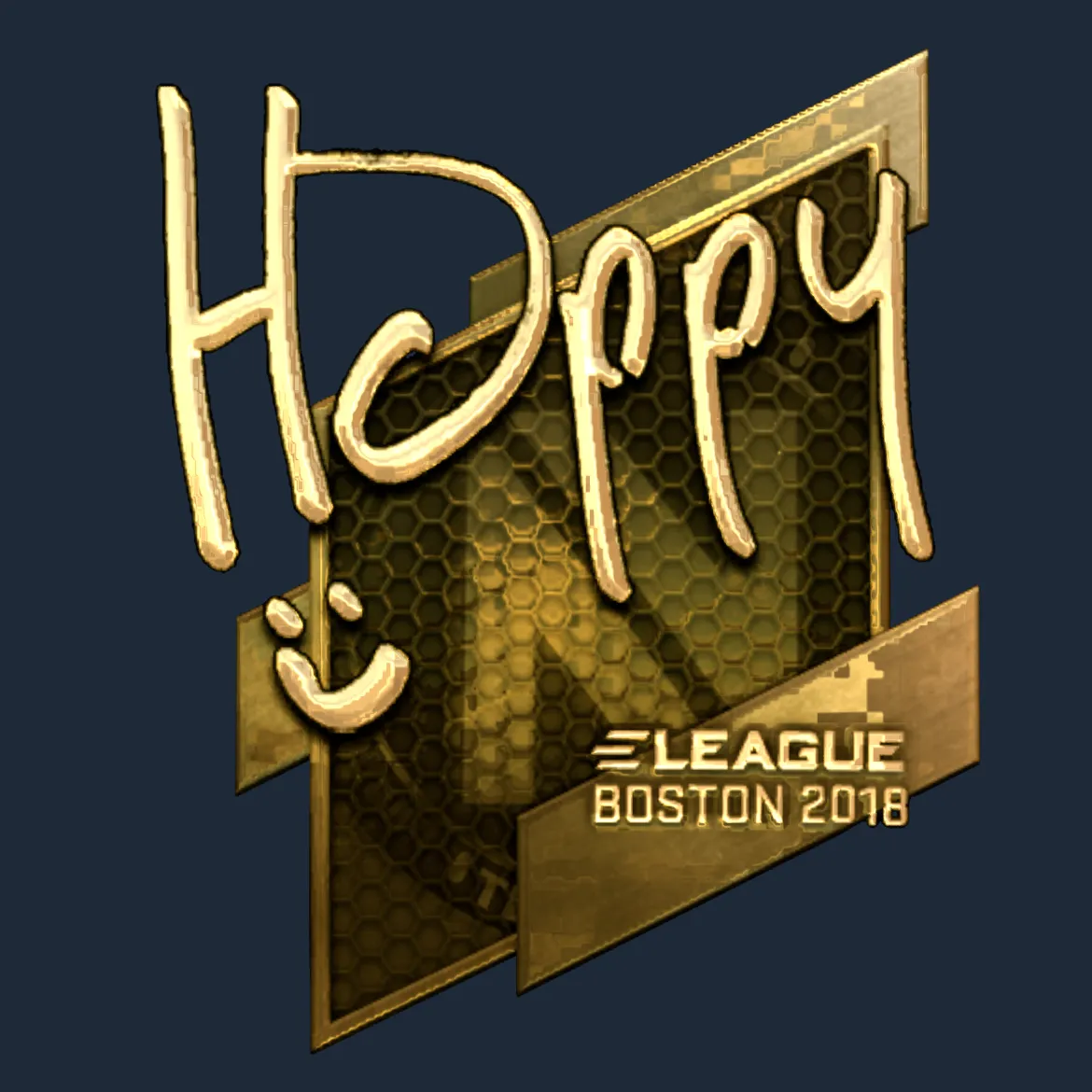Sticker | Happy (Gold) | Boston 2018