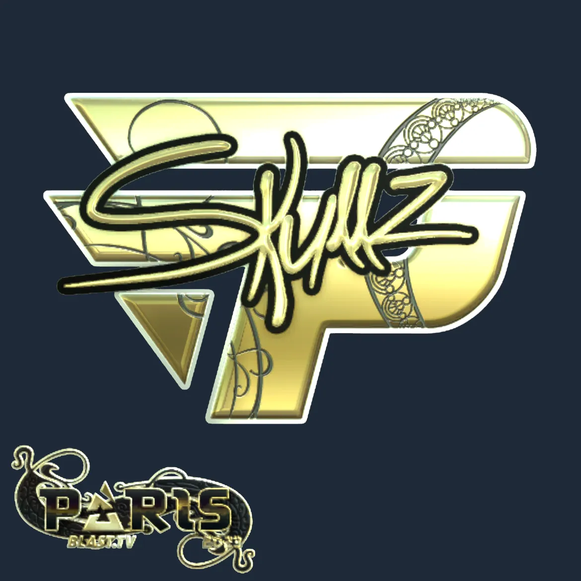 Sticker | skullz (Gold) | Paris 2023