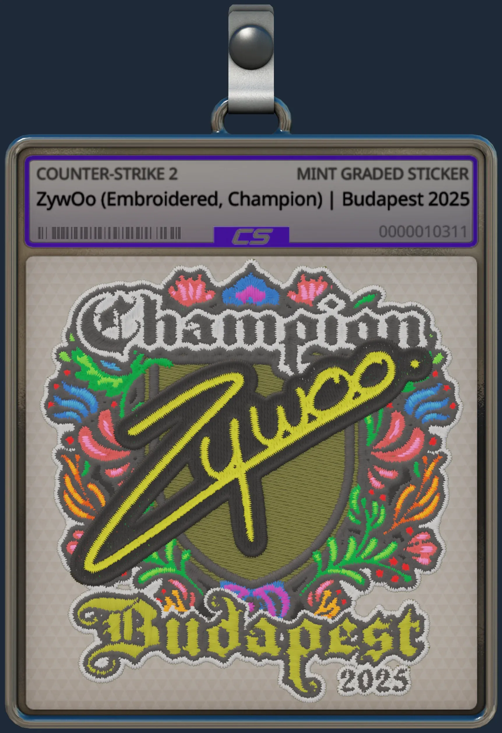 Sticker | ZywOo (Embroidered, Champion) | Budapest 2025